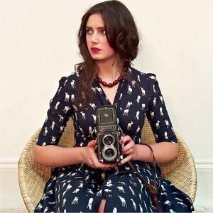 EMILY & FIN ModCloth rose shirt dress with deer